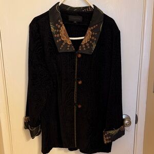 Vintage L. O'Neil Design, Black Women's Jacket with Patterned Collar